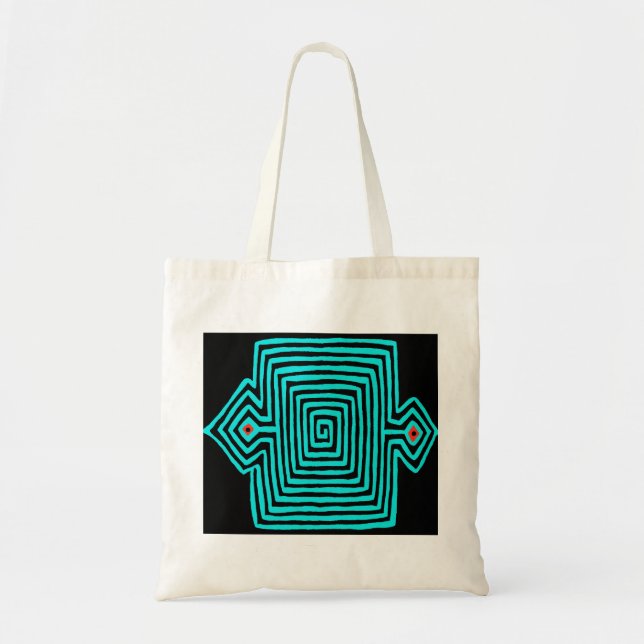 Tote Bag Panama Mola Tortoise - Noir bleu (Devant)