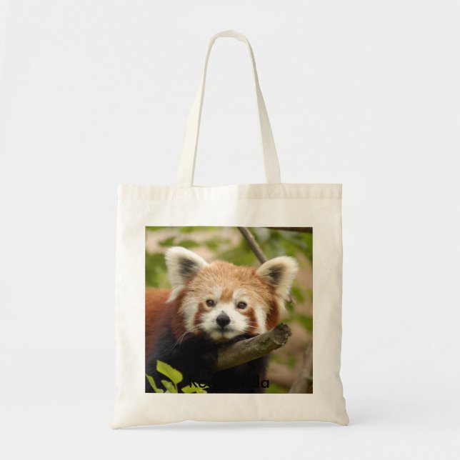 Tote Bag Panda-007 rouge, panda rouge (Devant)