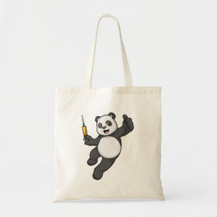 Tote Bag Panda à la vaccination avec seringue