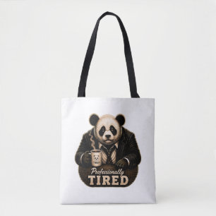 Tote Bag Panda amateur de café professionnellement fatigué
