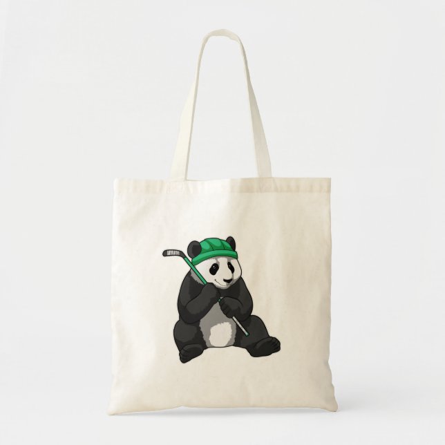 Tote Bag Panda au hockey sur glace avec bâton de hockey sur (Devant)