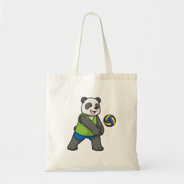 Tote Bag Panda aux sports avec volleyball (Devant)
