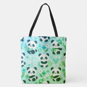 Tote Bag Panda Bear Motif Vert Imprimer