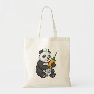 Tote Bag Panda comme infirmière avec seringue
