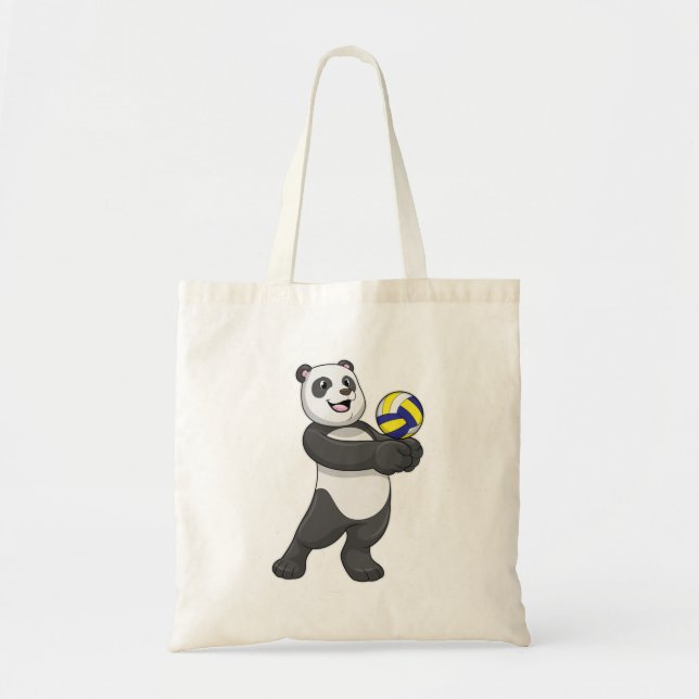 Tote Bag Panda comme joueur de volleyball avec volleyball (Devant)
