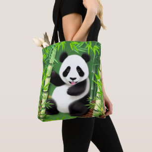 Tote Bag Panda Cute Dans La Forêt De Bambou