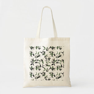 Tote Bag Panda Cute Jouer Jardin de Bambou Blanc Ver