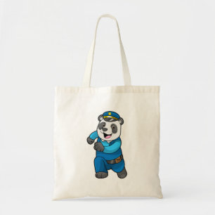Tote Bag Panda en tant qu'officier de police avec casquette