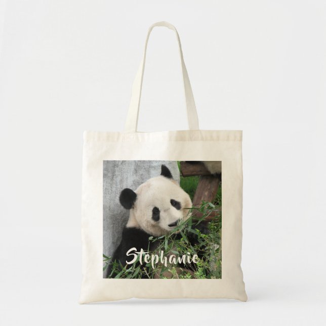 Tote Bag Panda géant avec nom personnalisé (Devant)
