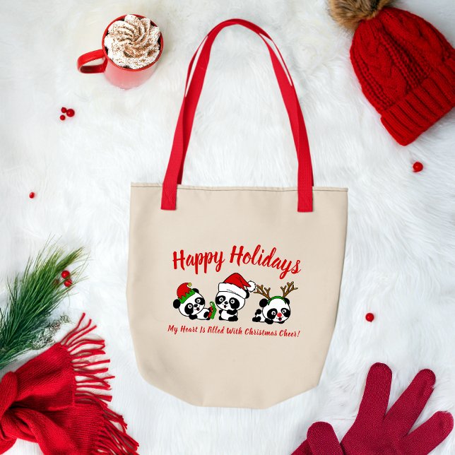 Tote Bag Pandas de Noël personnalisés (Créateur téléchargé)
