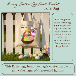 Tote Bag Panier de chasse aux oeufs de Pâques de lapin