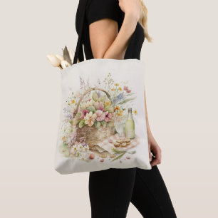 Tote Bag Panier de pique-nique avec bouteille de vin