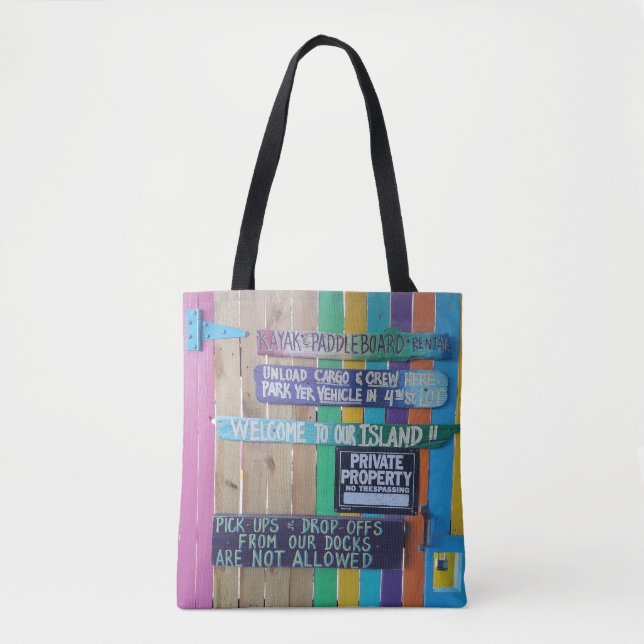 Tote Bag Panneau coloré Welcome Island Carribean (Devant)