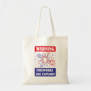 Tote Bag Panneau d'avertissement de feux d'artifice