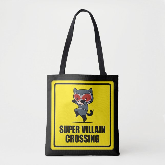 Tote Bag Panneau de croisement Chibi Catwoman Super Villain (Devant)