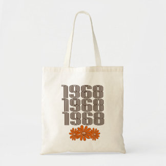Tote Bag Panneau de Paix 1968 Orange Hippy Flower Power