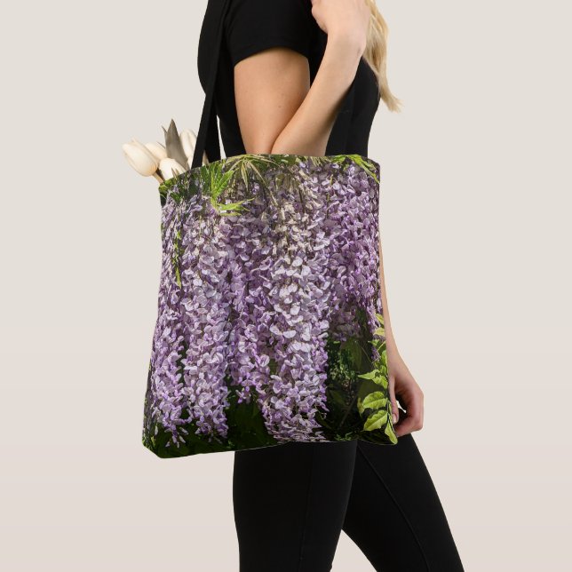 Tote Bag Pansement de la glycine violette florale (De près)