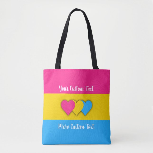 Tote Bag Pansexuality pride flag with text (Devant)