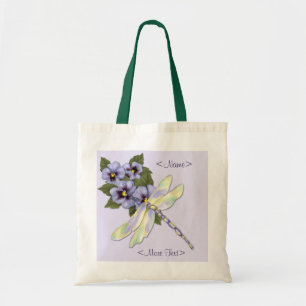 Tote Bag Pansies et libellules