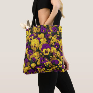 Tote Bag Pansies jaune et violet
