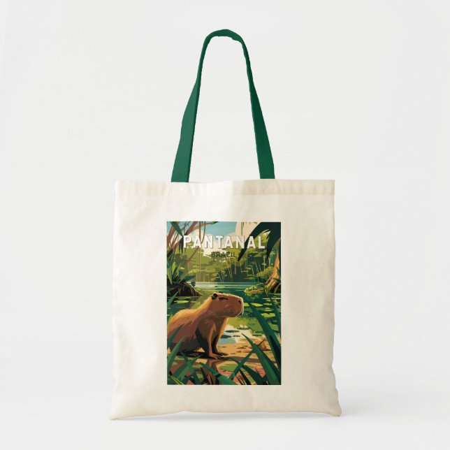Tote Bag Pantanal Brésil Capybara Voyage Art Vintage (Devant)