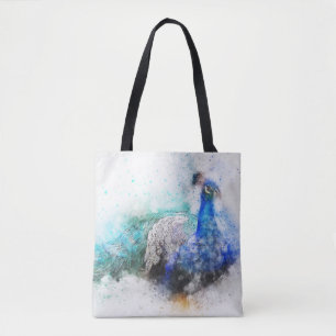 Tote Bag Paon à l'aquarelle