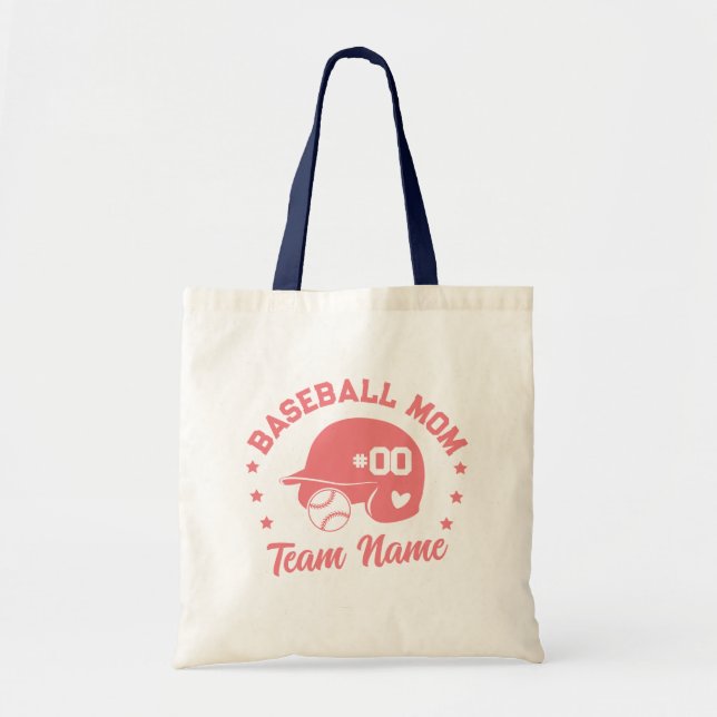Tote Bag Papa de baseball personnalisé maman avec nom et nu (Devant)