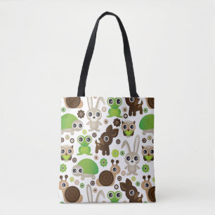 Tote Bag papier peint d'animal de lapin de tortue de cerfs