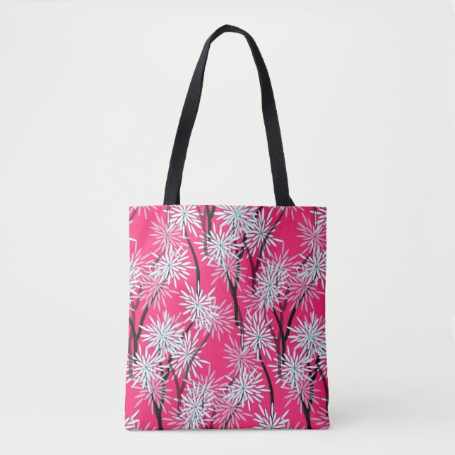 Tote Bag Papier peint floral asiatique rétro. (Devant)