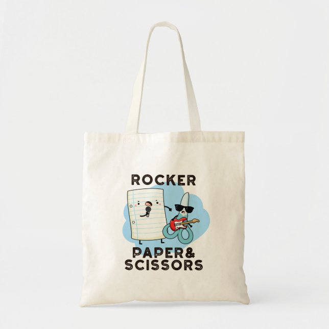 Tote Bag Papier Rocker Et Ciseaux Drôle Jeu Pun (Devant)