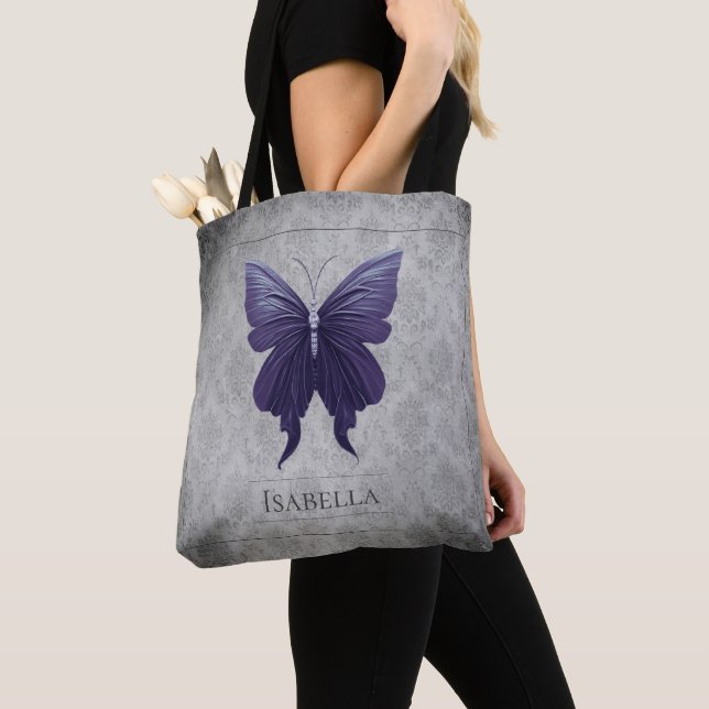 Tote Bag Papillon à bijoux pourpre (De près)