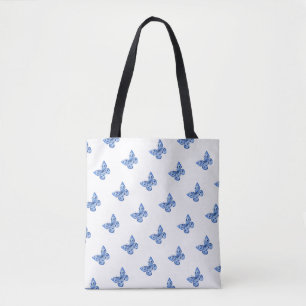 Tote Bag Papillon bleu blanc
