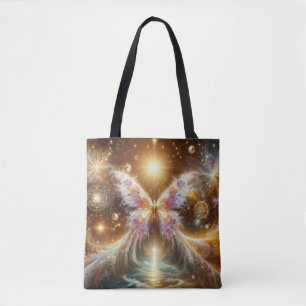 Tote Bag Papillon céleste vibrant rose