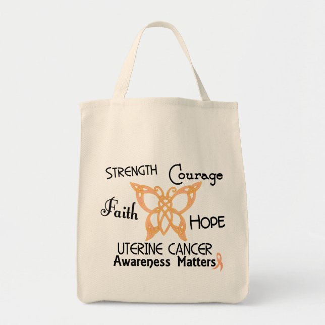 Tote Bag Papillon celtique 3 de Cancer utérin (Devant)