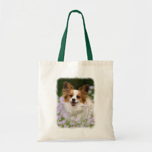 Tote Bag Papillon Chien Cute Portrait romantique en fleurs
