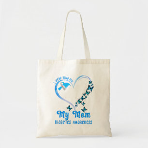 Tote Bag Papillon Coeur Je Porte Bleu pour ma maman Diabète