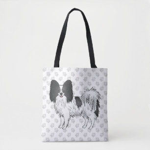 Tote Bag Papillon de dessin animé noir et blanc avec des pa