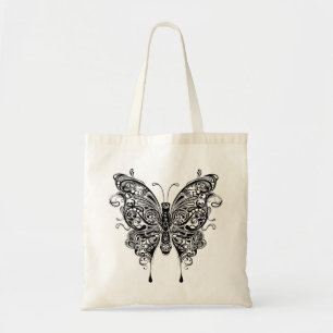Tote Bag Papillon de style tribal noir et blanc