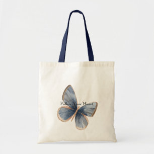 Tote Bag Papillon en faux denim bleu