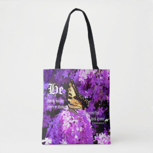 Tote Bag Papillon et Phlox, Ecclésiaste 3:11