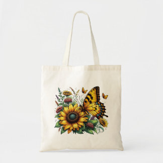 Tote Bag Papillon et tournesol