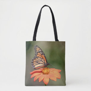 Tote Bag Papillon Monarque sur une fleur d'orange