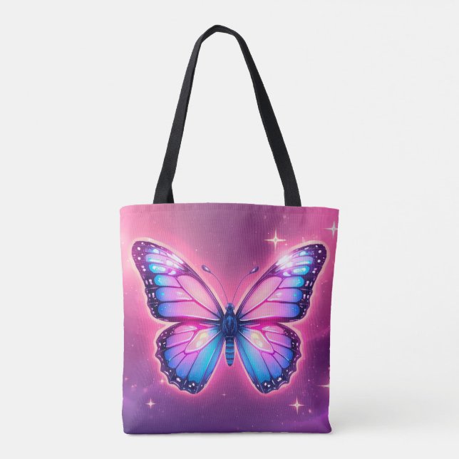 Tote Bag Papillon néon rétro Fourre-tout (Dos)