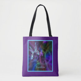 Tote Bag Papillon noir bleu violet Abstrait Fourre-tout