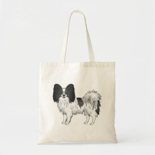 Tote Bag Papillon noir et blanc Chien de dessin animé migno