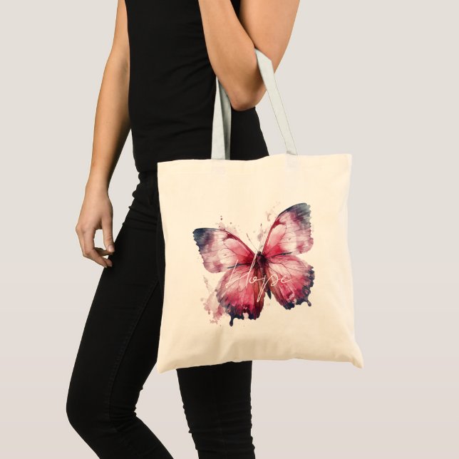 Tote Bag Papillon rose Hope inspirationnel (Devant (produit))