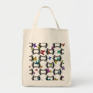 Tote Bag Papillons colorés derrière une grille en fer