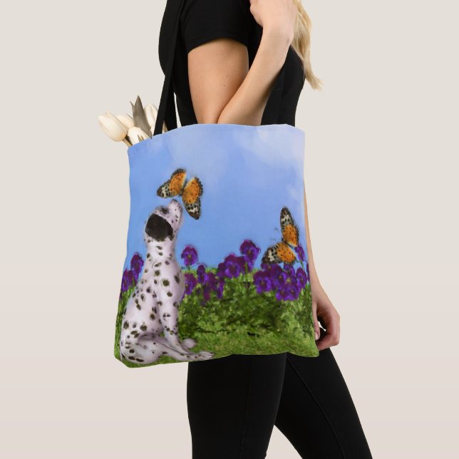 Tote Bag Papillons de Chien Dalmatien Peinture photo art Ch (De près)