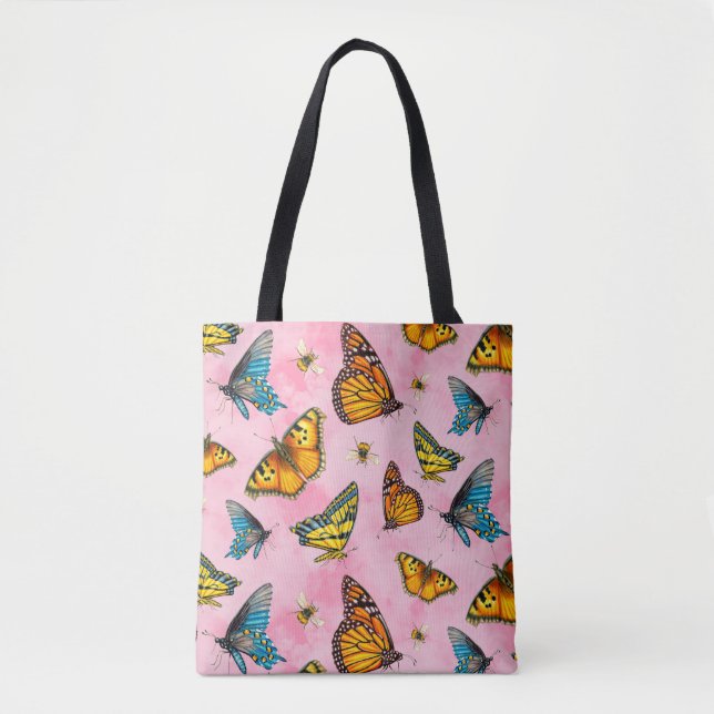 Tote Bag Papillons et abeilles au-dessus de nous sur les nu (Devant)