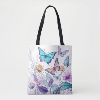 Tote Bag Papillons et Florales